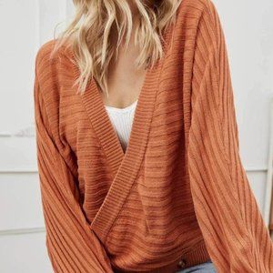 Brown Asymmetric Striped Cardigan
